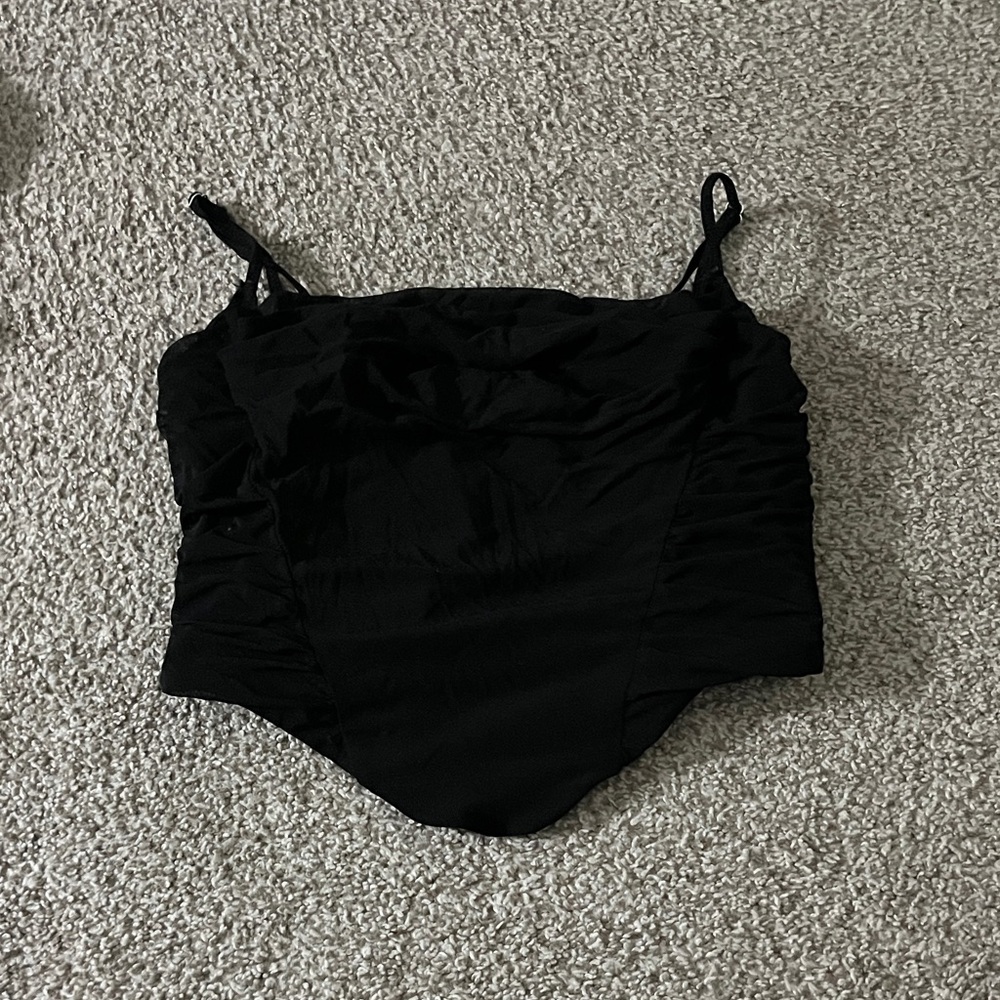 White Fox Boutique Black Ruched Top